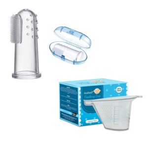 Baby Care Combo: 45ml Boilable Silicone Feeding Cup with Soft Finger Toothbrush | BPA-Free & Gentle on Gums