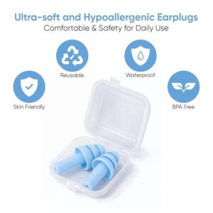 Silicone Earplugs for Sleeping & Noise Reduction – Reusable, Waterproof & Soft Ear Plugs for Snoring, Travel, Swimming & Work (Pink, 2 Pairs)