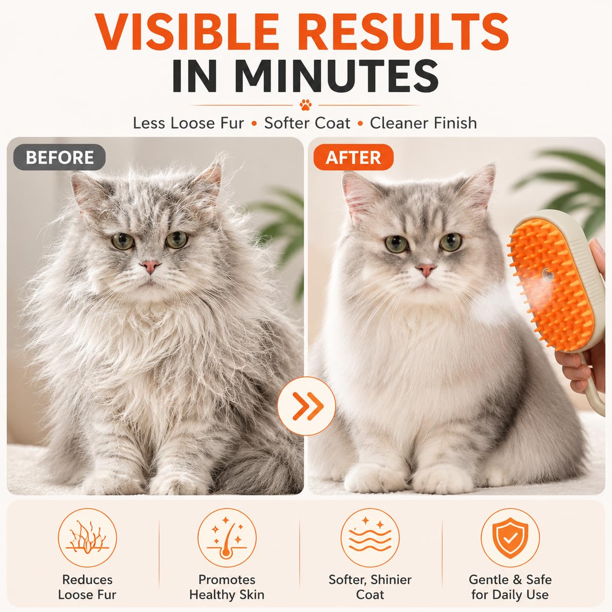AMI 4-in-1 Cat & Dog Grooming Mist Steam Brush-1