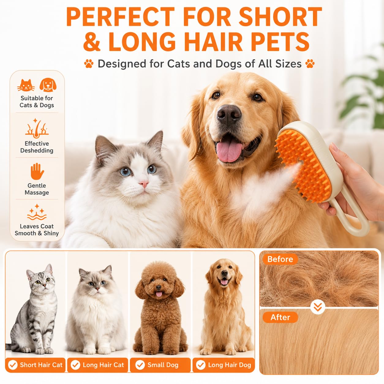 AMI 4-in-1 Cat & Dog Grooming Mist Steam Brush-1