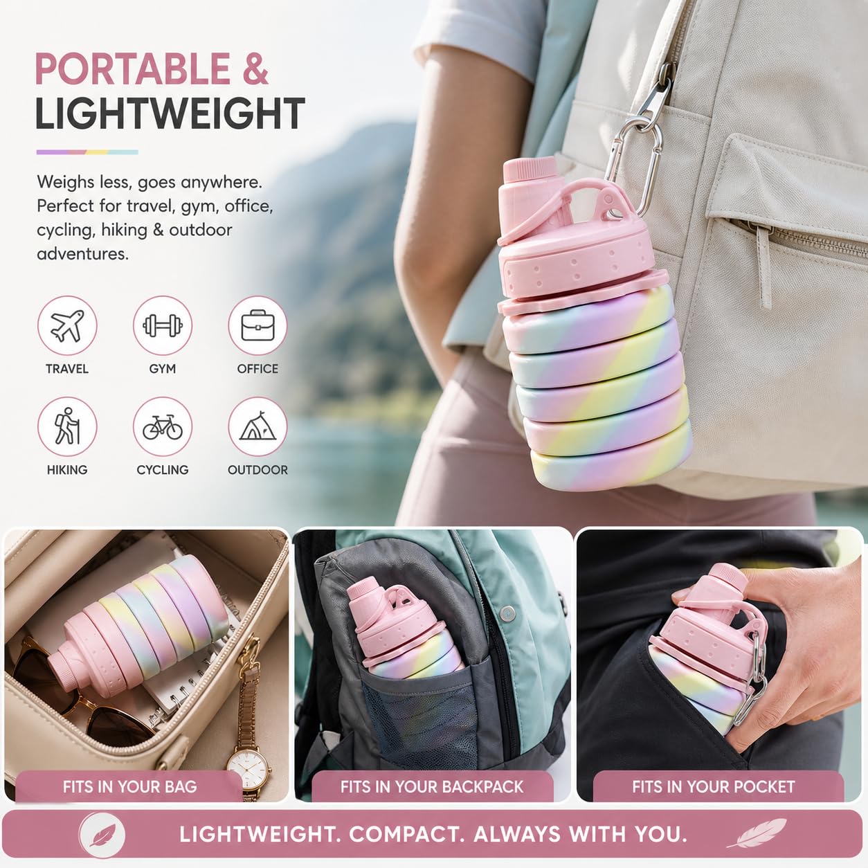 Imasafe Foldable Silicone Water Bottle 500ml