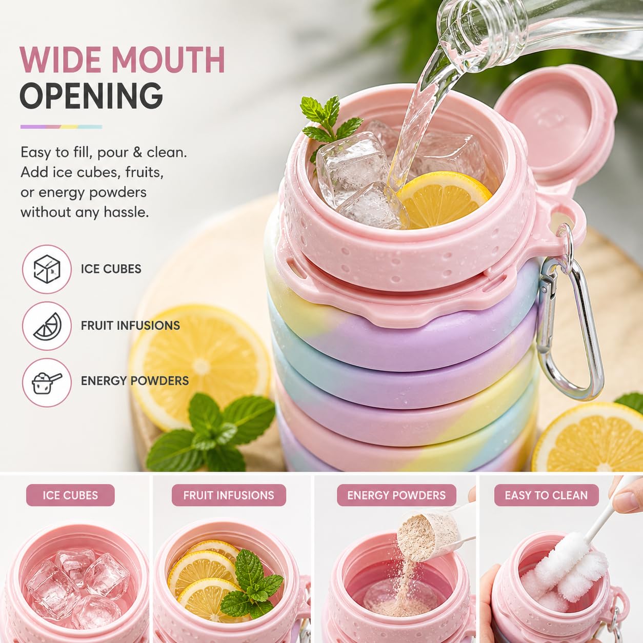 Imasafe Foldable Silicone Water Bottle 500ml
