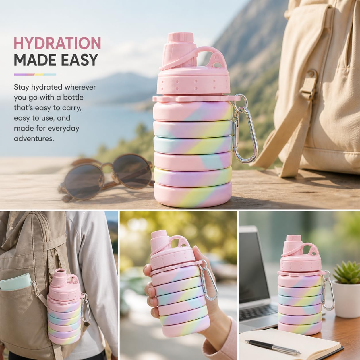 Imasafe Foldable Silicone Water Bottle 500ml