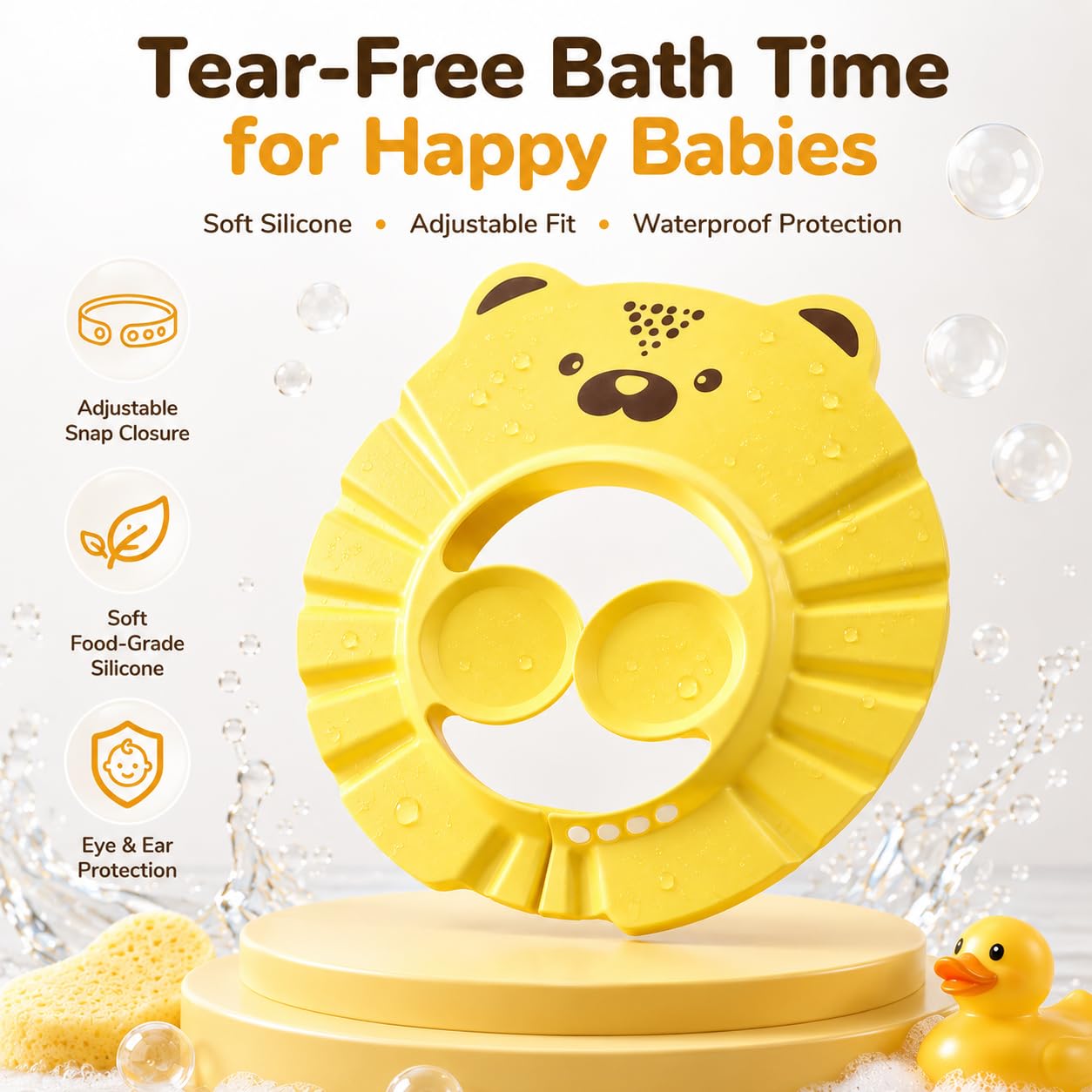 Kids Shampoo Bath Cap with Eye & Ear Protection – Soft Silicone Hair Washing Shield
