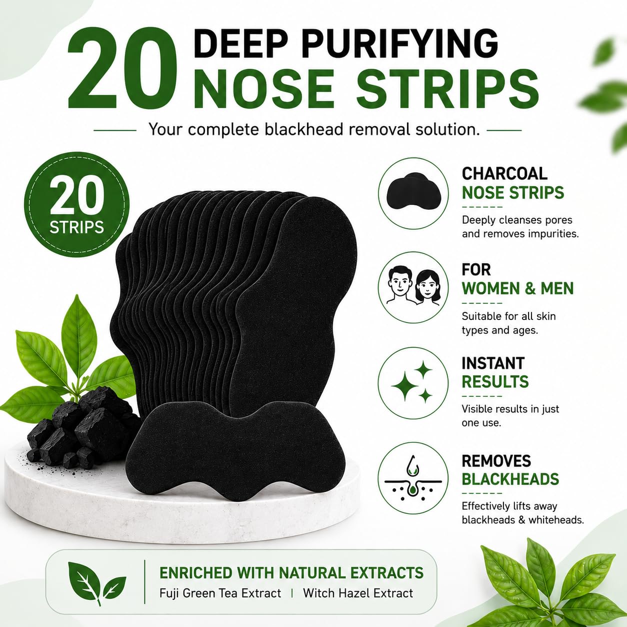 Bamboo Charcoal Nose Strips for Blackhead Removal